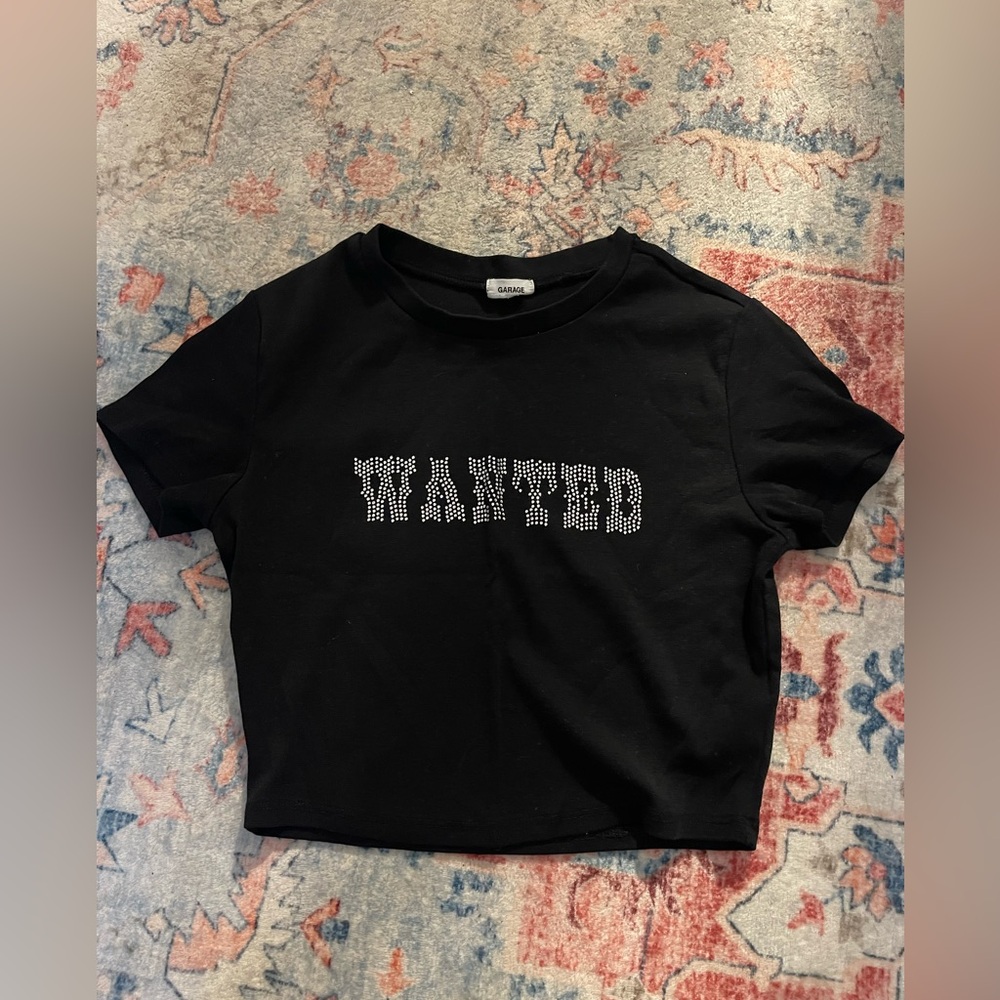 Garage Black Rhinestone Crop Top